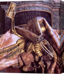 It Was to Be a Lasso Duel to The Death Canvas Paintings - Tomb of Pope Alexander VII [detail of Death] by Gian Lorenzo Bernini